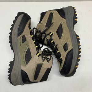 Denali Kids Youth Suede Leather Hiking Boots Size 1 Tan Black Yellow High Top
